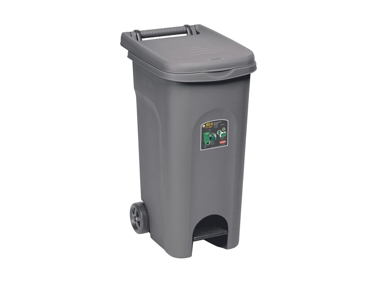 Pattumiera urban eco system capacita' 80lt con pedale colore grigio polvere