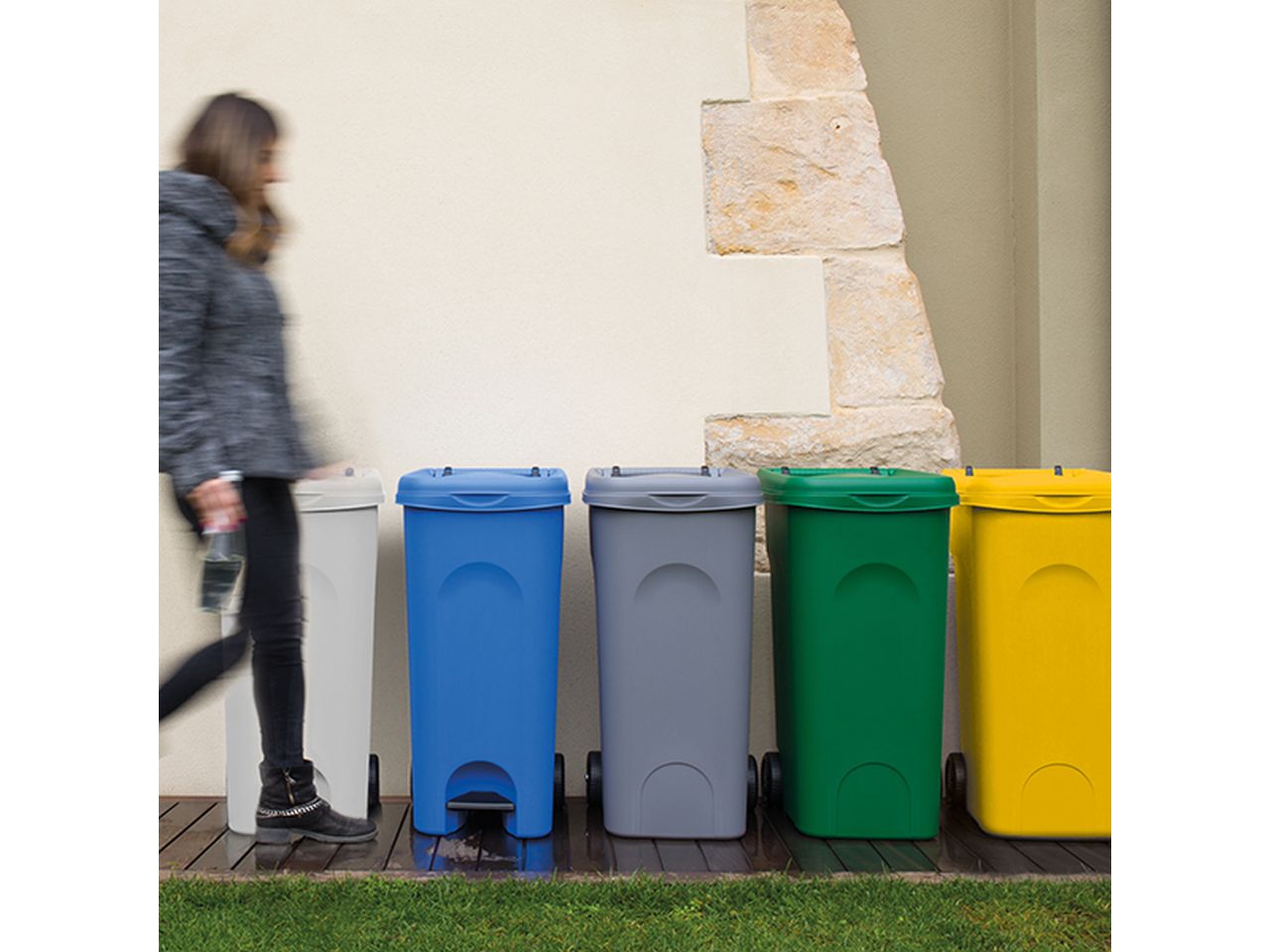 Pattumiera urban eco system capacita' 80lt con pedale colore grigio polvere