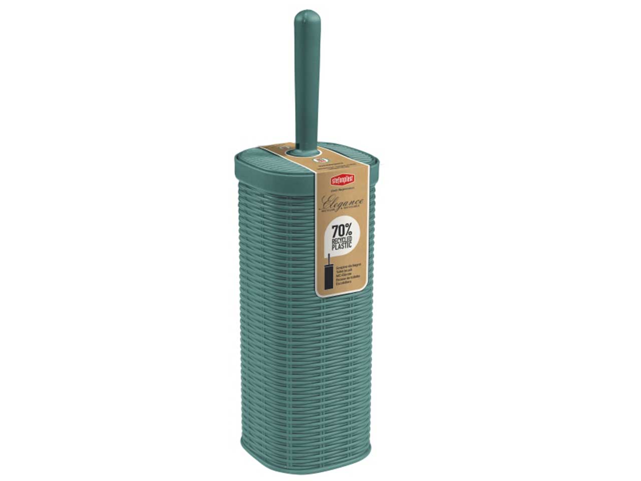 Scopino bagno Elegance verde foresta in plastica - 11,5x11,5x40 cm - Stefanplast
