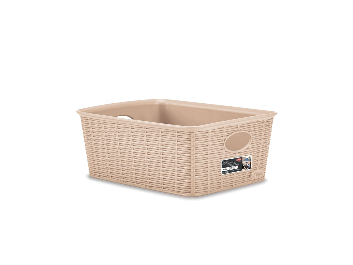 Cestino Elegance M high beige in plastica 30890 - 25x19,5x10 cm - Stefanplast