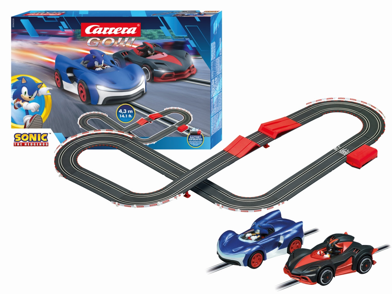 Pista Sonic the hedgehog, scala 1:43 con auto e telecomando per bambini di 5+ anni - Carrera