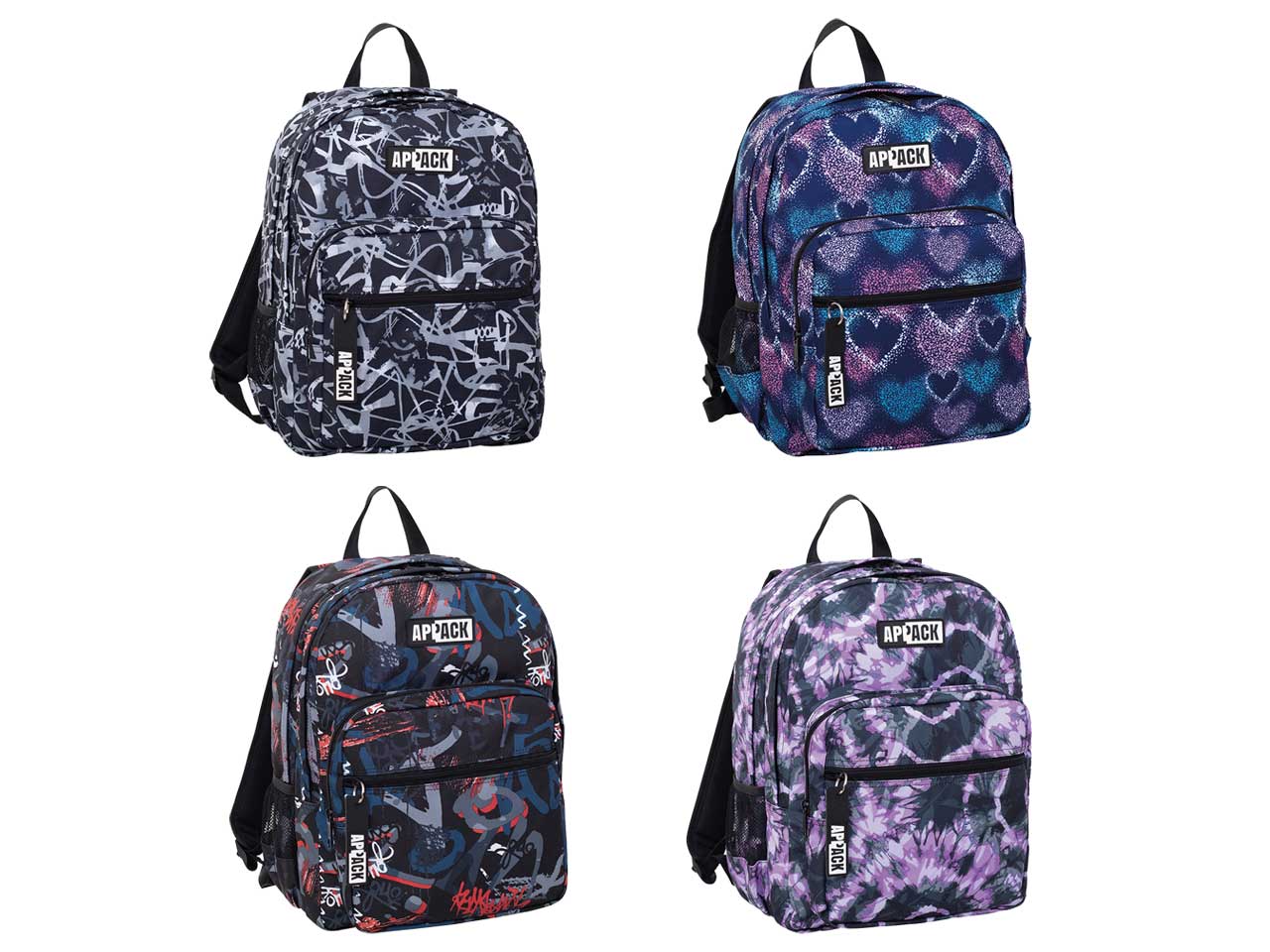 Zaino scuola Appack doppio scomparto in tessuto, assortiti, 29,5x41x19 cm - Seven