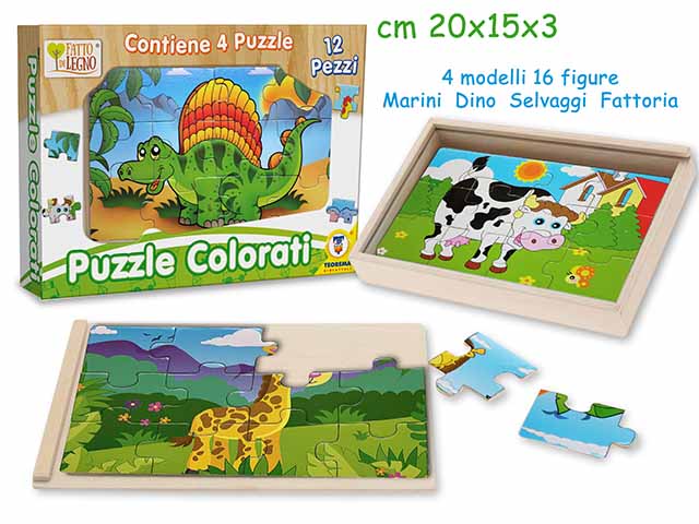 Fatto di legno puzzle col.6 pezzi 40415