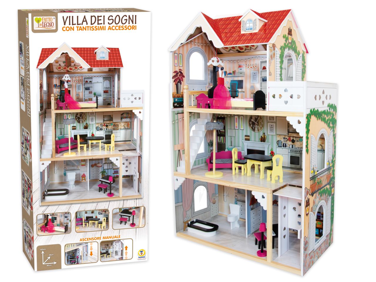 Fatto di legno - villa dei sogni dea h.120cm con accessori
