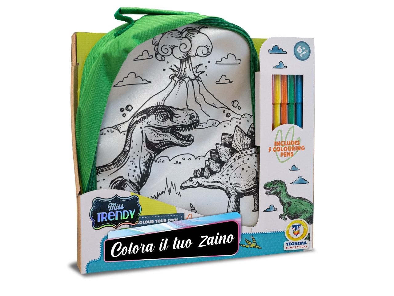 Plastiart - zaino dinosauro con pennarelli