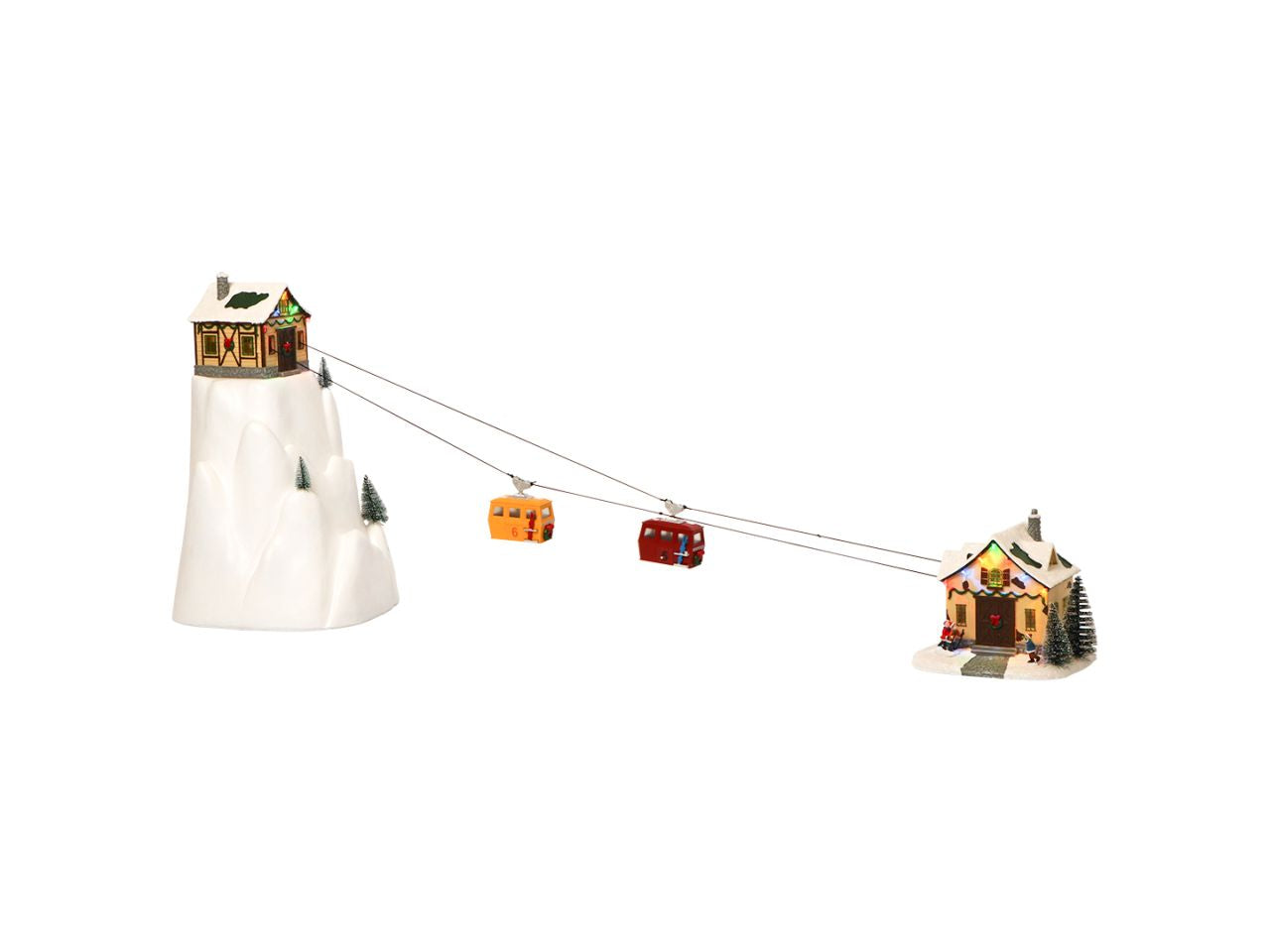 Giostrina natalizia con funivia 23x20x20+33x32x53cm con led adattatore incluso
