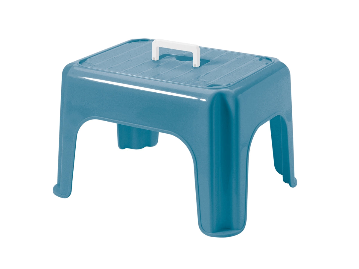 Sgabello medio con maniglia blu