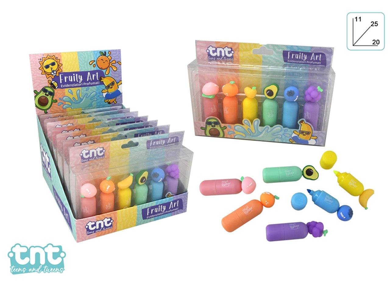 Tnt fruity art set evidenziatori frutta 8cm