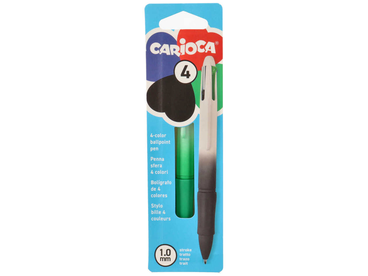 Penna a sfera automatica, punta media, 4 colori in uno carioca assortiti 1 mm