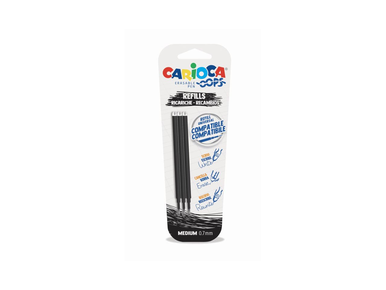 Carioca oops refill nero - la confezione contiene 3 refill
