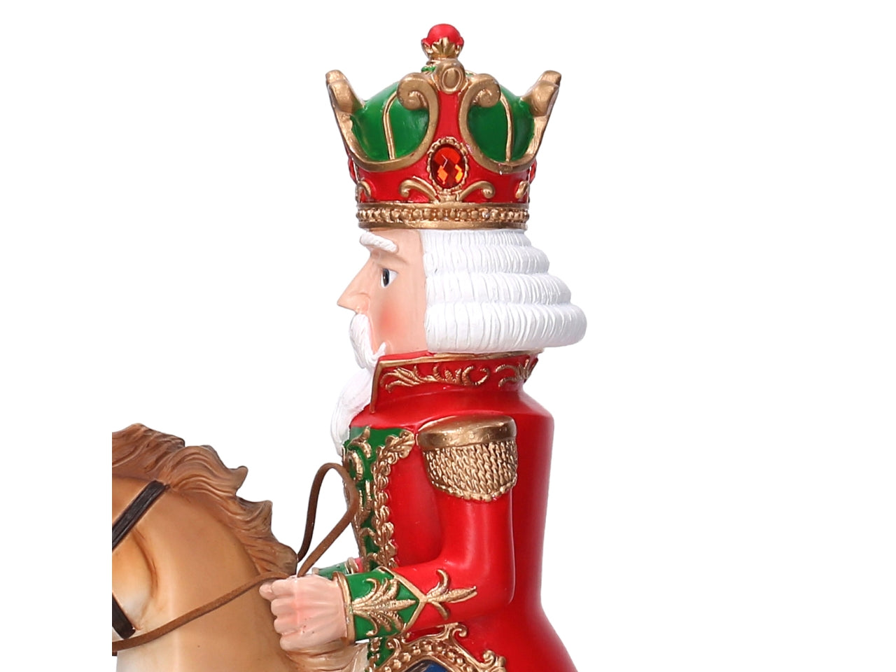 Schiaccianoci 39cm in resina con cavallo a dondolo