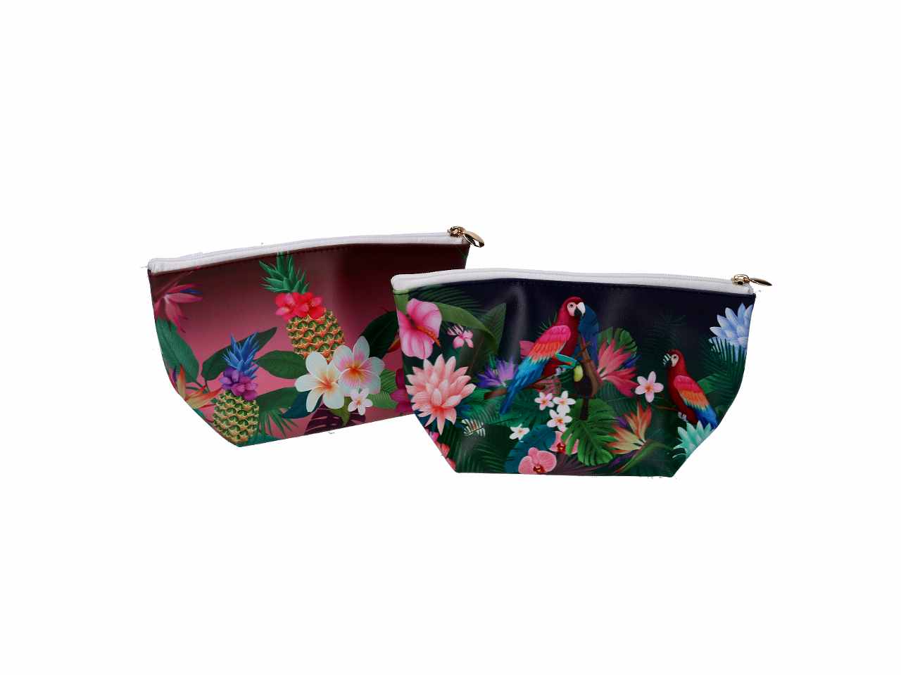 Beauty in ecopelle con zip decoro fiori rettangolare 2 assortimenti cm11x19h1