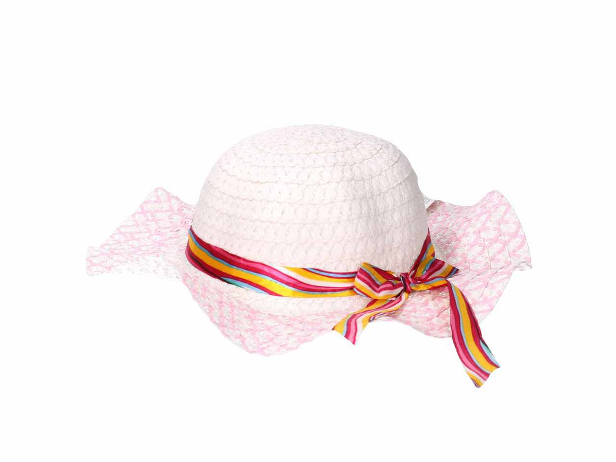 Cappello per bimba d.50x52cm con fiocco a righe in 5 colori assortiti $