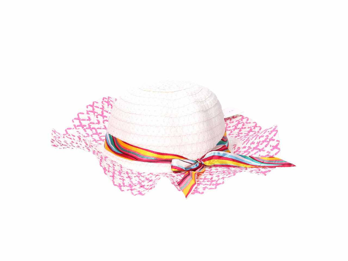 Cappello per bimba d.50x52cm con fiocco a righe in 5 colori assortiti $