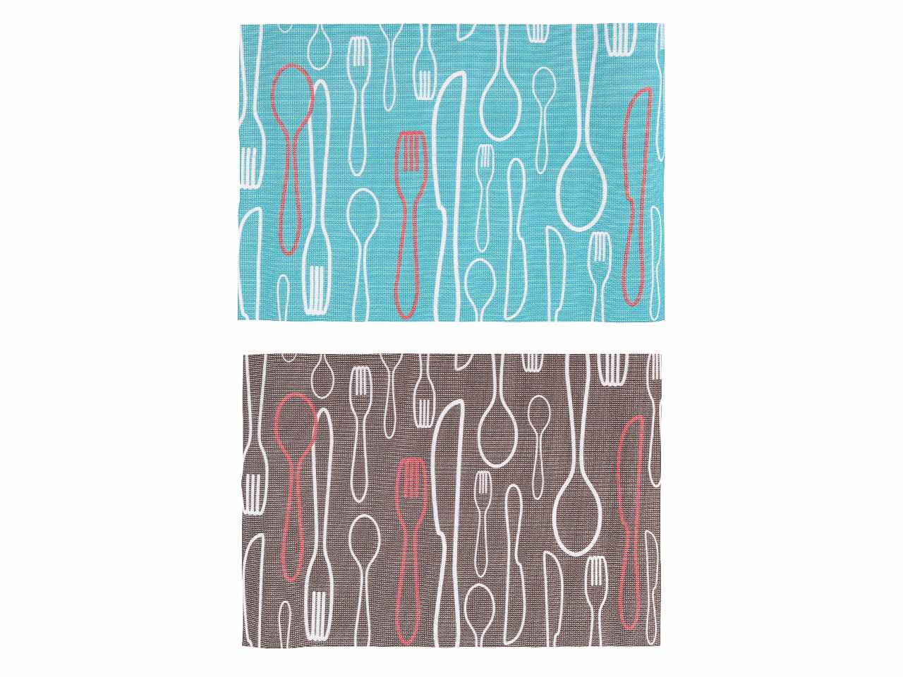 Tovaglietta in plastica confezione da 4 pezzi assortiti con disegno posate 45x30cm