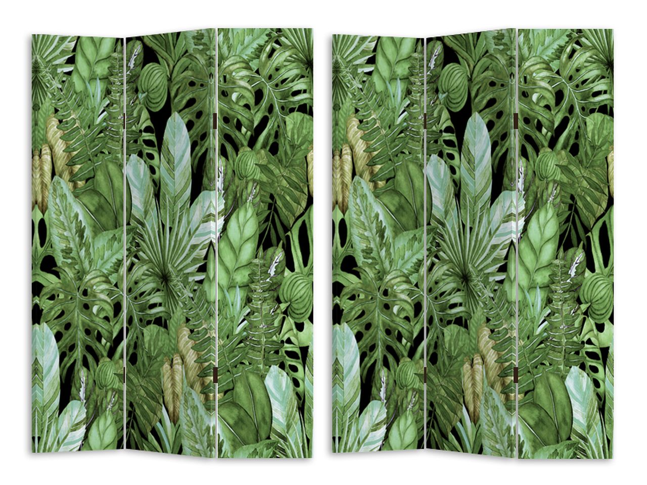 Paravento stampa 3 ante foglie verde cm120,6x2,5xh180