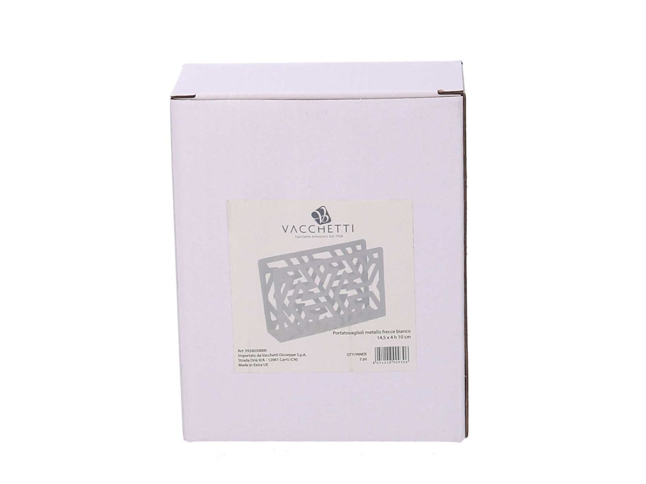 Portatovaglioli in metallo frecce colore bianco rettangolare cm14,5x4xh10