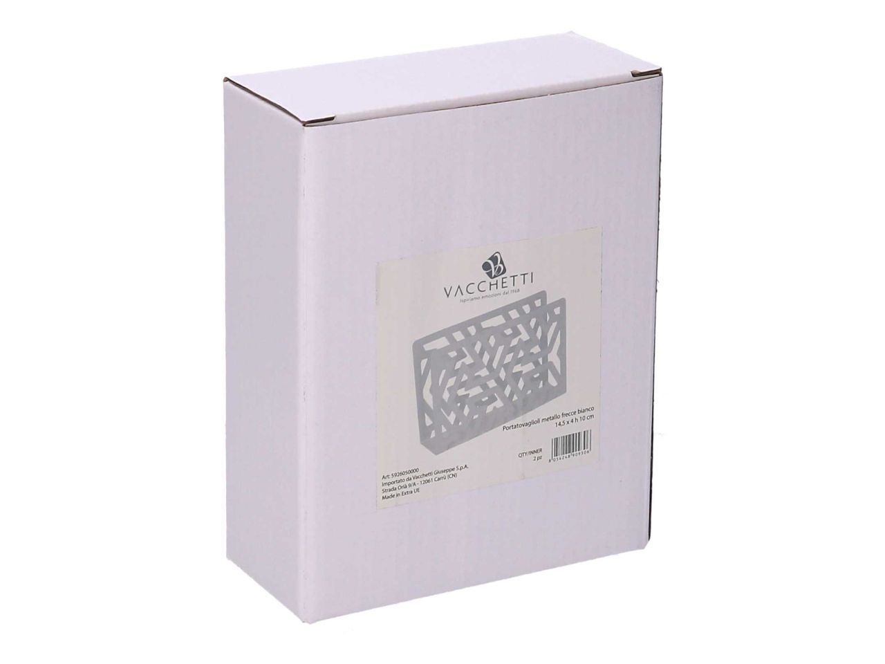 Portatovaglioli in metallo frecce colore bianco rettangolare cm14,5x4xh10