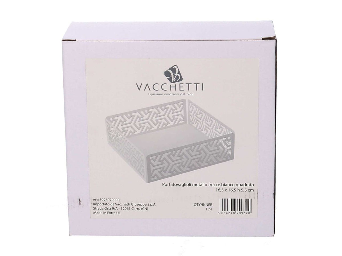 Portatovaglioli metallo frecce bianco qu adrato cm16,5x16,5x5,5
