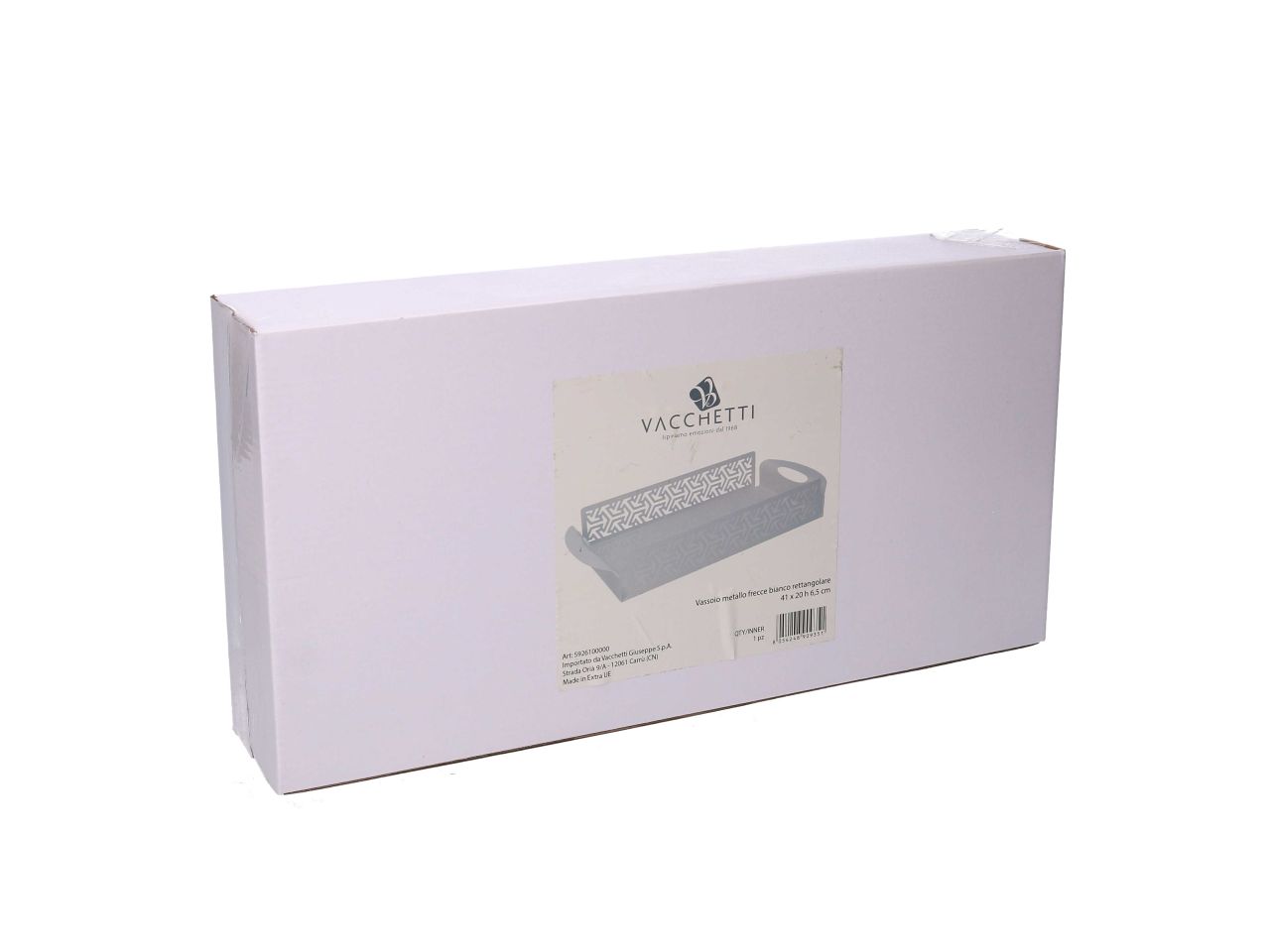Vassoio in metallo frecce bianco rettangola re cm41x20h6,5