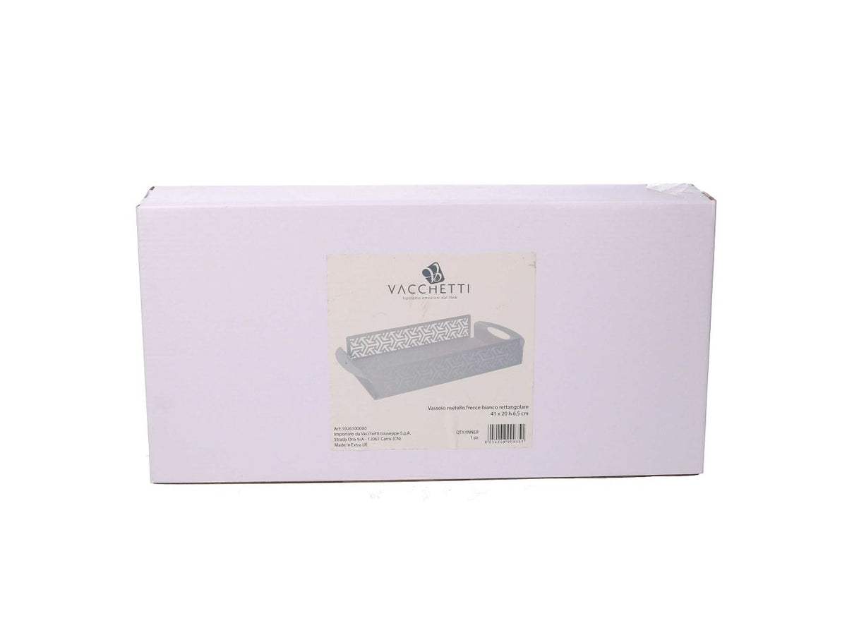 Vassoio in metallo frecce bianco rettangola re cm41x20h6,5