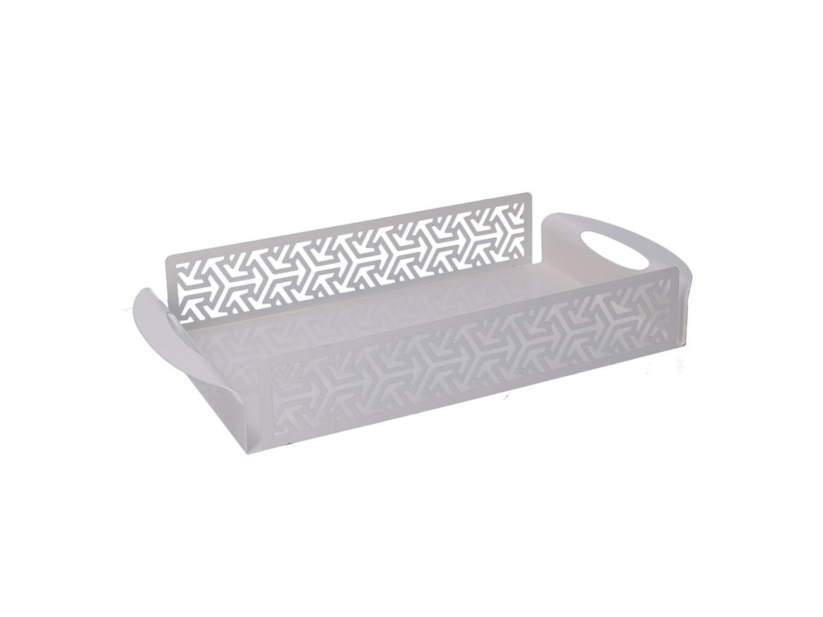 Vassoio in metallo frecce bianco rettangola re cm41x20h6,5