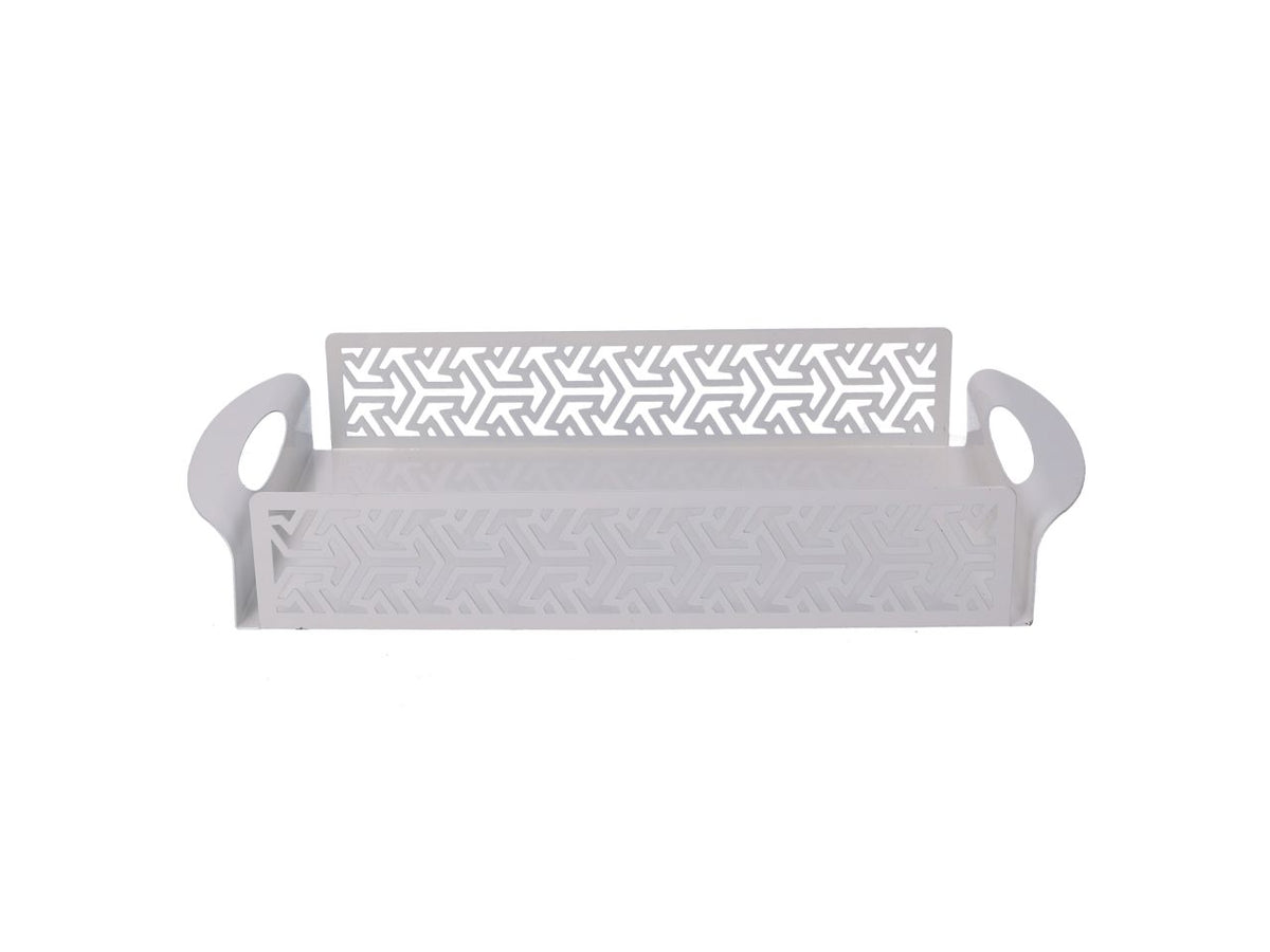 Vassoio in metallo frecce bianco rettangola re cm41x20h6,5