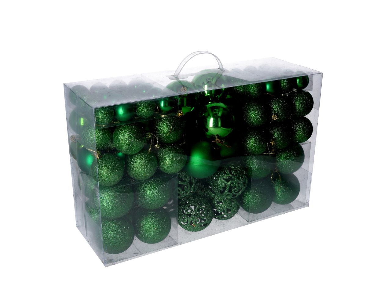 Palle di natale in plastica colore verde misura d.4, 6, e 8cm - la confezione comprende 100 palle di natale