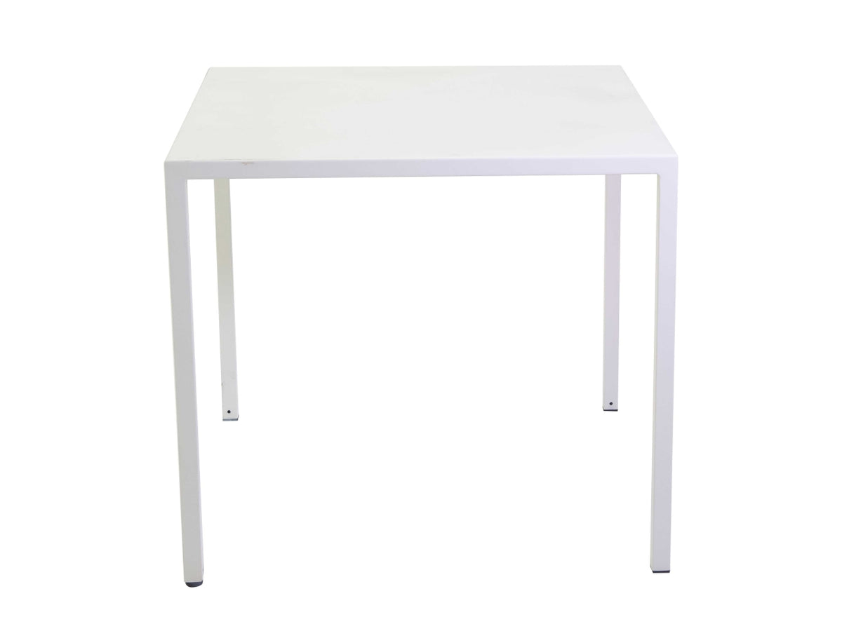 Tavolo da pranzo da esterno autolivellante in metallo bianco stile moderno forma quadrata 80x80x75 cm - Vacchetti