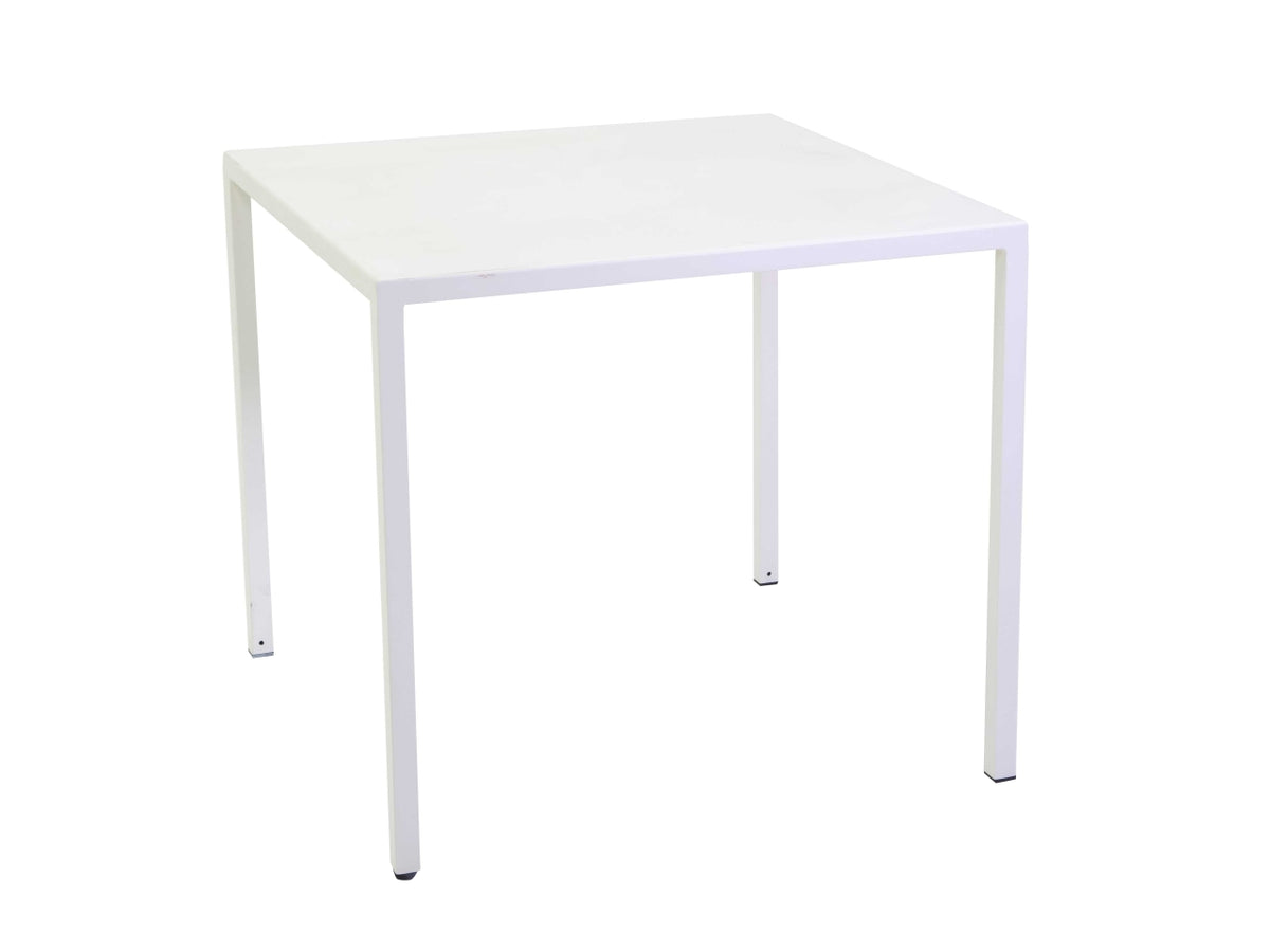 Tavolo da pranzo da esterno autolivellante in metallo bianco stile moderno forma quadrata 80x80x75 cm - Vacchetti