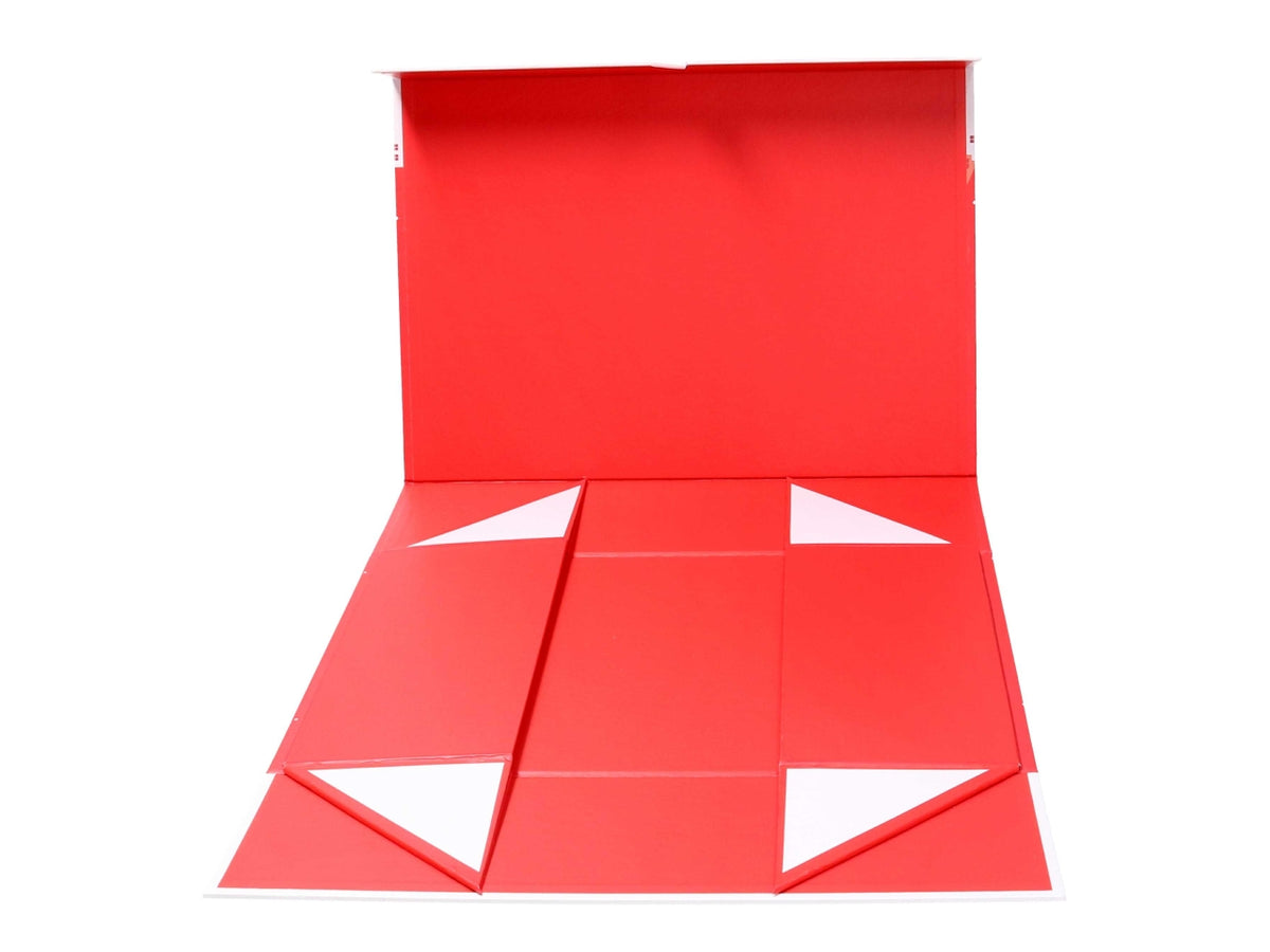 Scatola regalo natalizia in cartone rossa e bianca pieghevole 35x25x11 cm - Vacchetti