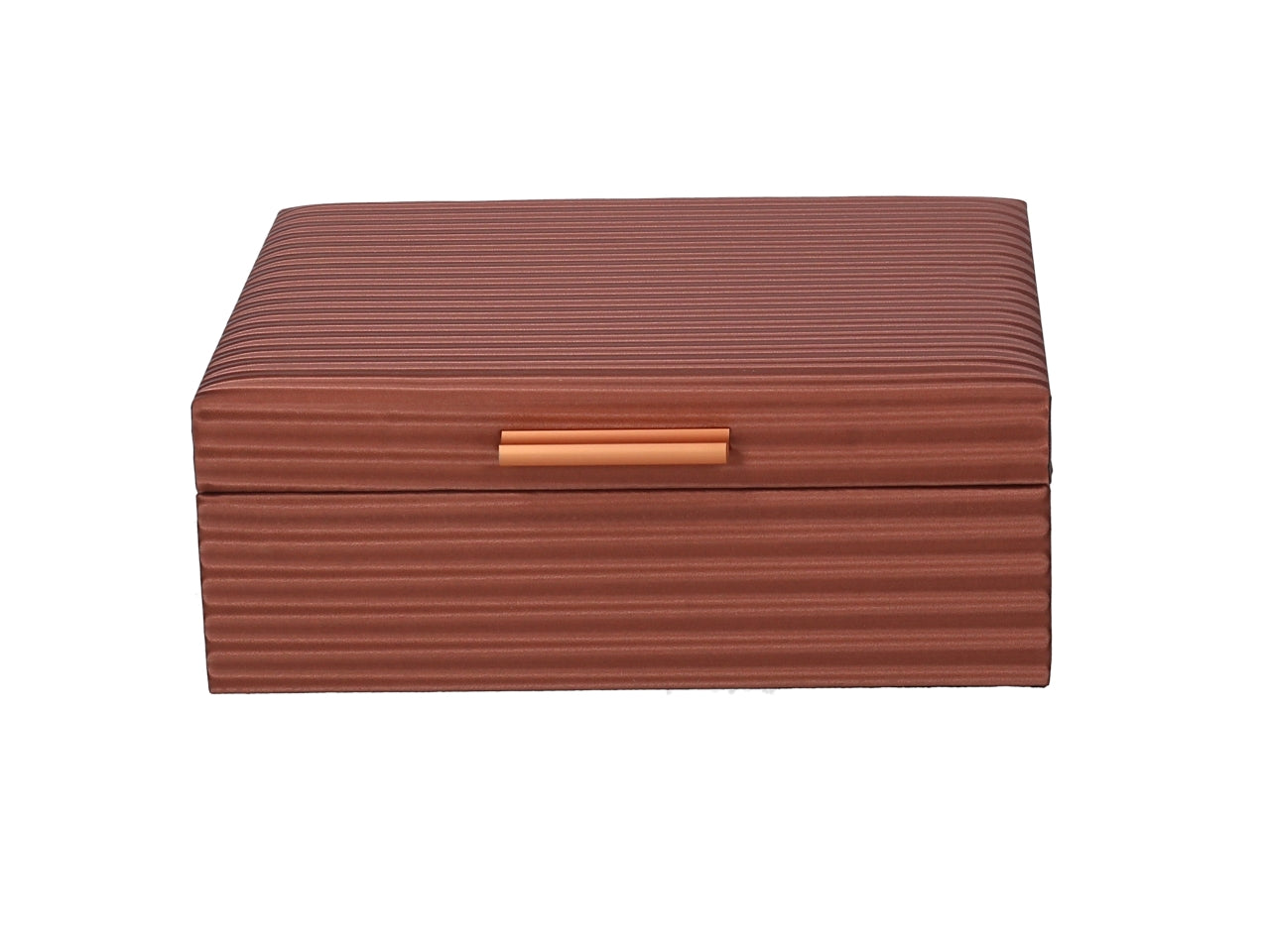 Scatola vintage rettangolare in ecopelle noce a righe orizzontali, set da 2 pezzi â Vacchetti