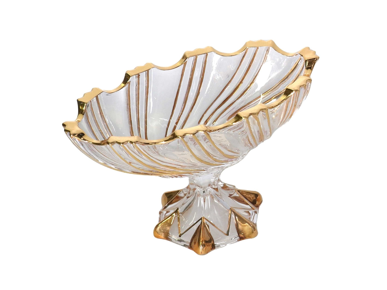 Alzata portafrutta in vetro trasparente e dorato 24x12x15 cm â Vacchetti