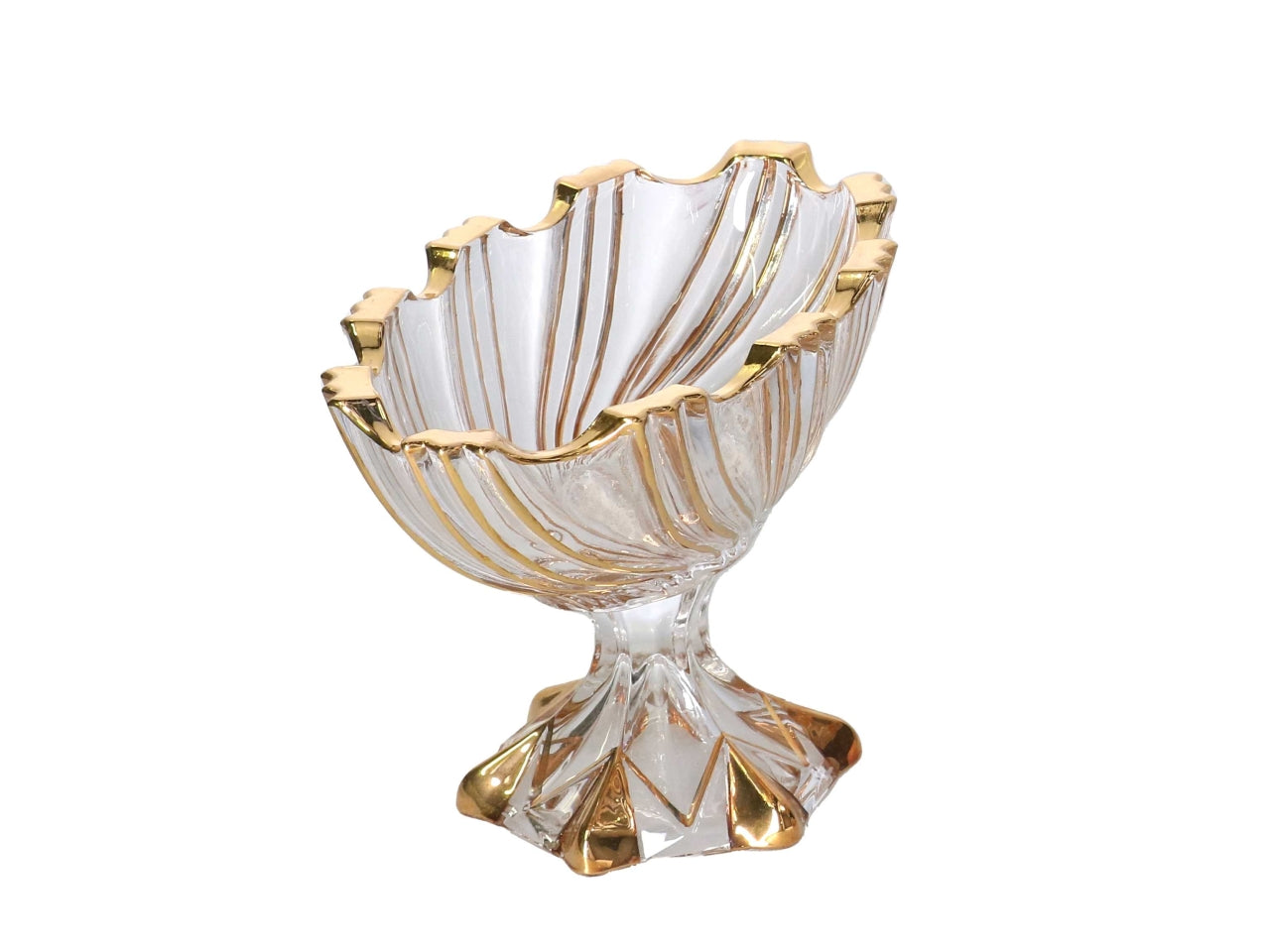 Alzata portafrutta in vetro trasparente e dorato 24x12x15 cm â Vacchetti