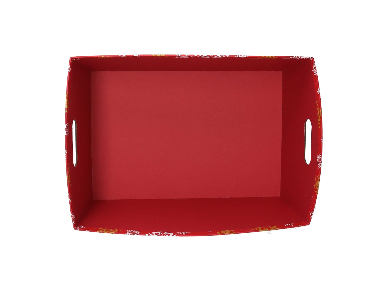 Cesta natalizia in cartone rosso fiocchi di neve 38x27x15cm - Vacchetti