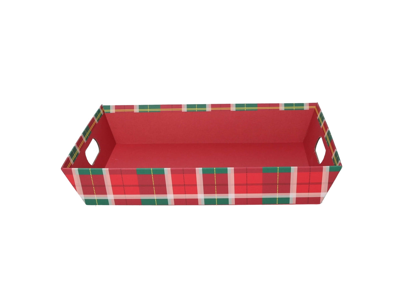 Cesta natalizia in cartone rosso tartan 38x27x7 cm - Vacchetti