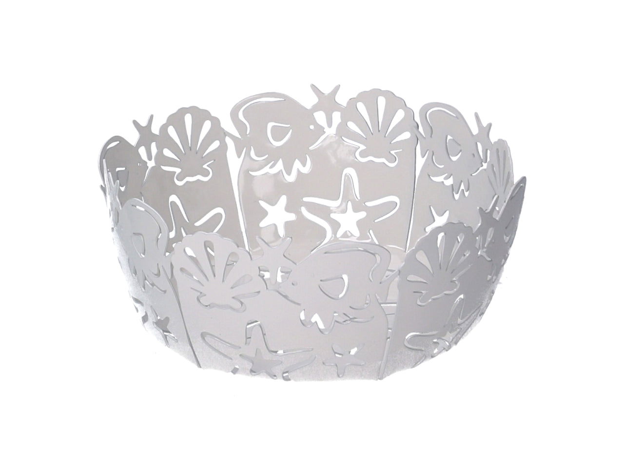 Cestino metallo cavalluccio bianco tondo d.20xh.7cm