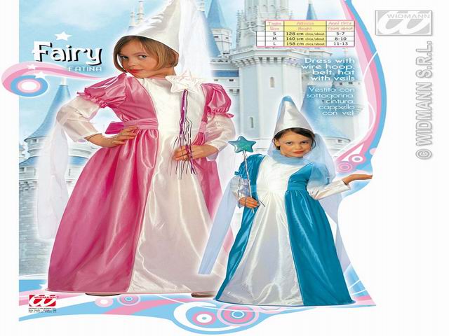 Costume da fatina colori assortiti rosa e turchese - il costume comprende vestito con sottogonna, cintura e cappello con veli - taglia 13 anni