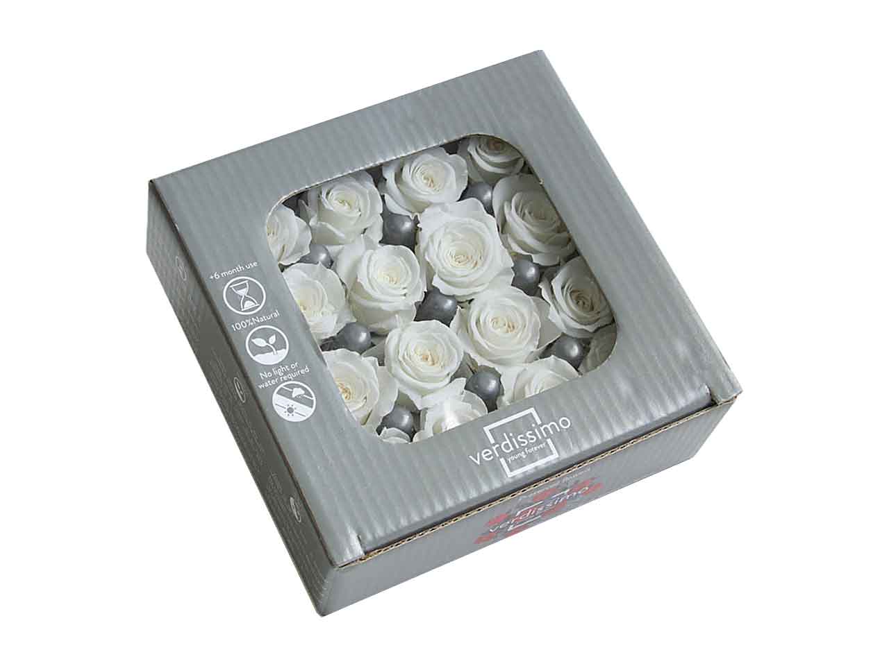 Rosa stabilizzata colore bianco misura d.2,5cm - La confezione comprende 16 rose