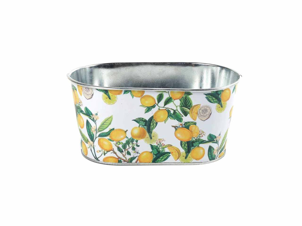 Secchiello ovale con decorazione limoni 19,5x11,5xh.9cm