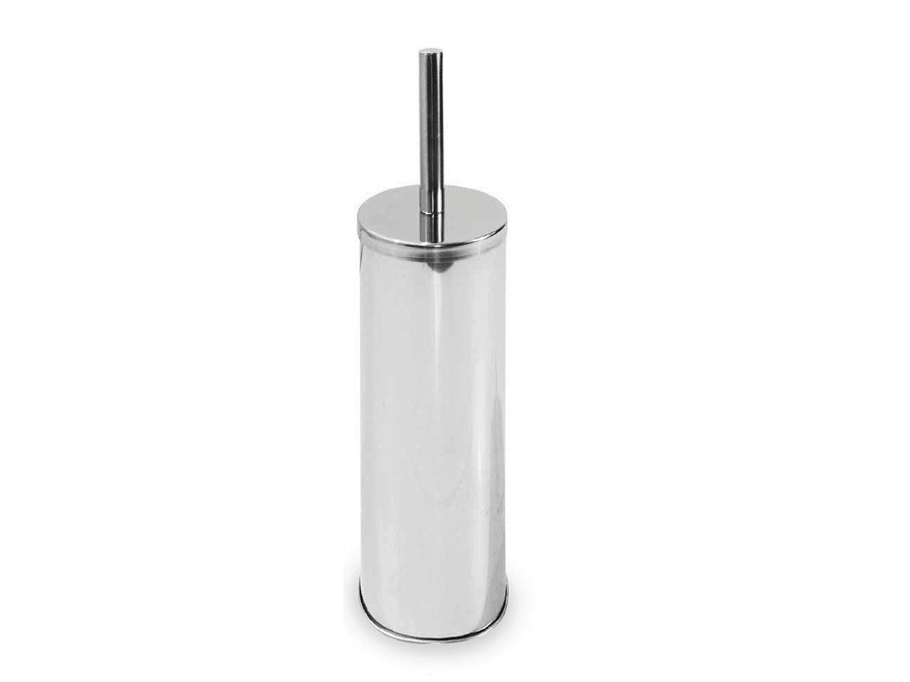 Portascopino toilette in acciaio argentato cromato lucido moderno 38 cm - Virtime