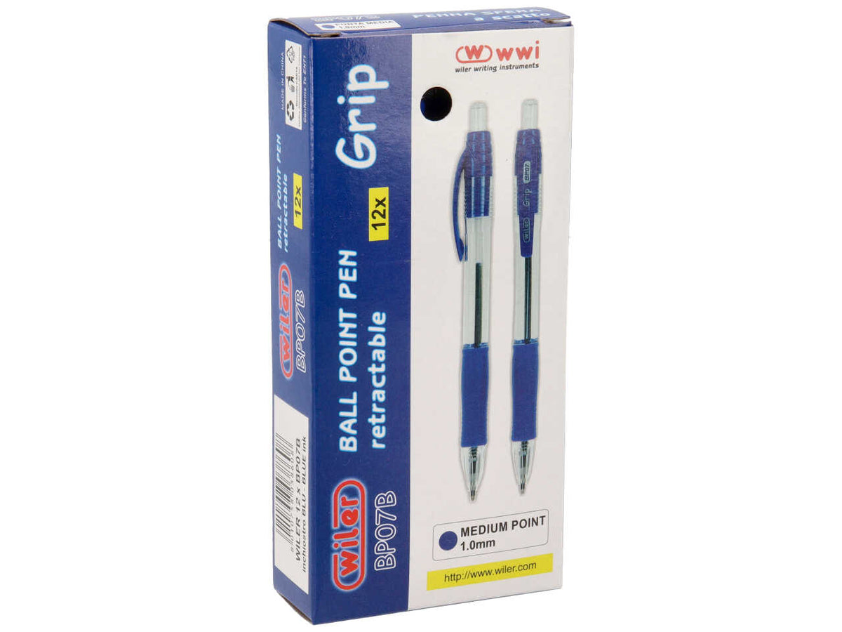 Penna a sfera scatto grip 12 pezzi