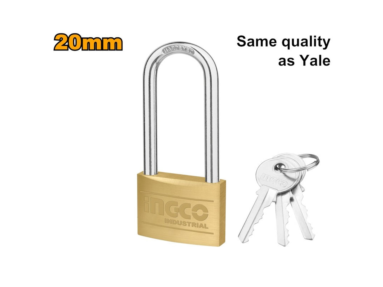 Lucchetto in ottone massiccio 20mm con chiave estraibile Ingco - Sicurezza elevata, resistente alle intemperie