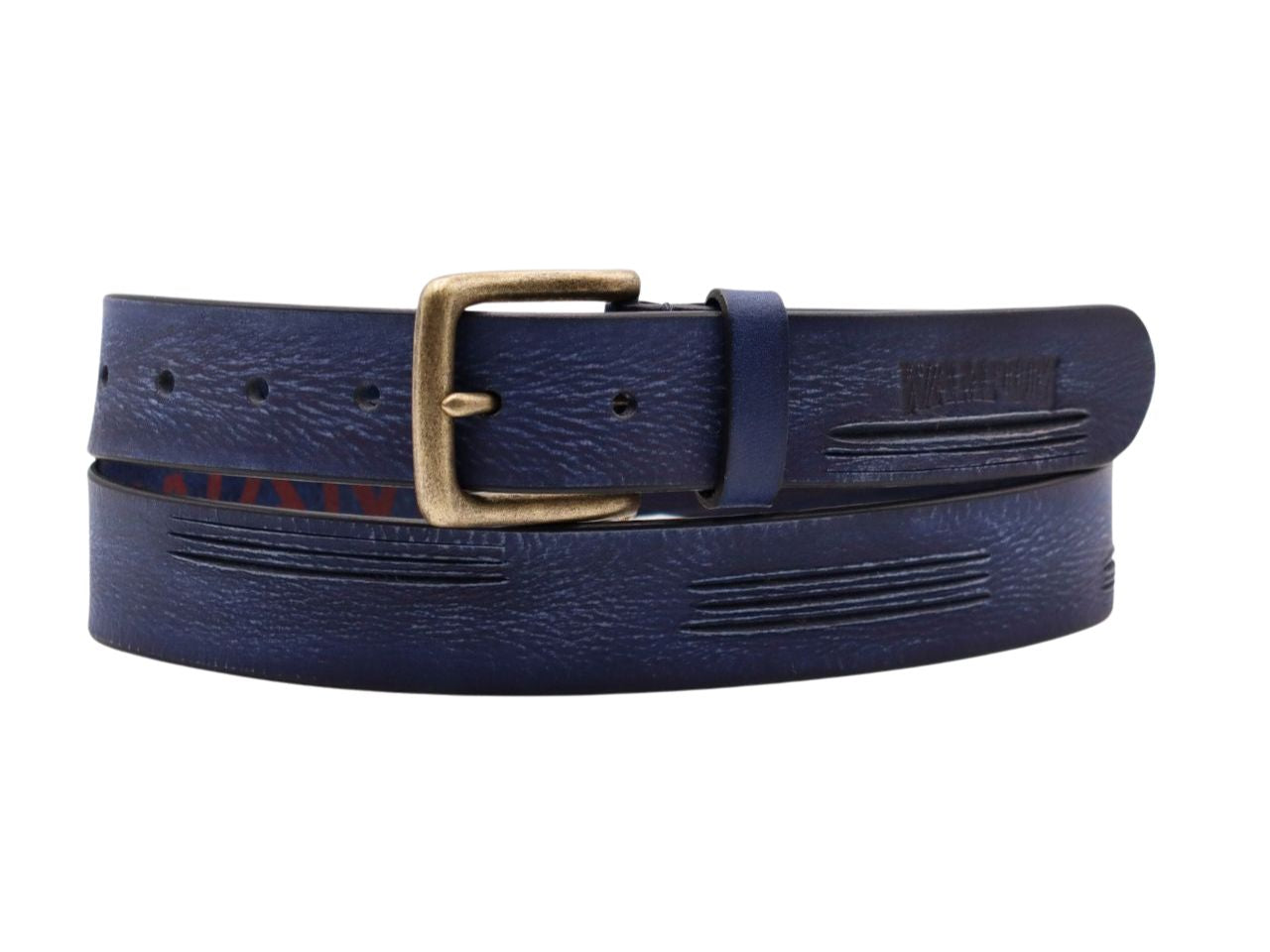 Cintura uomo in pelle wampum blu