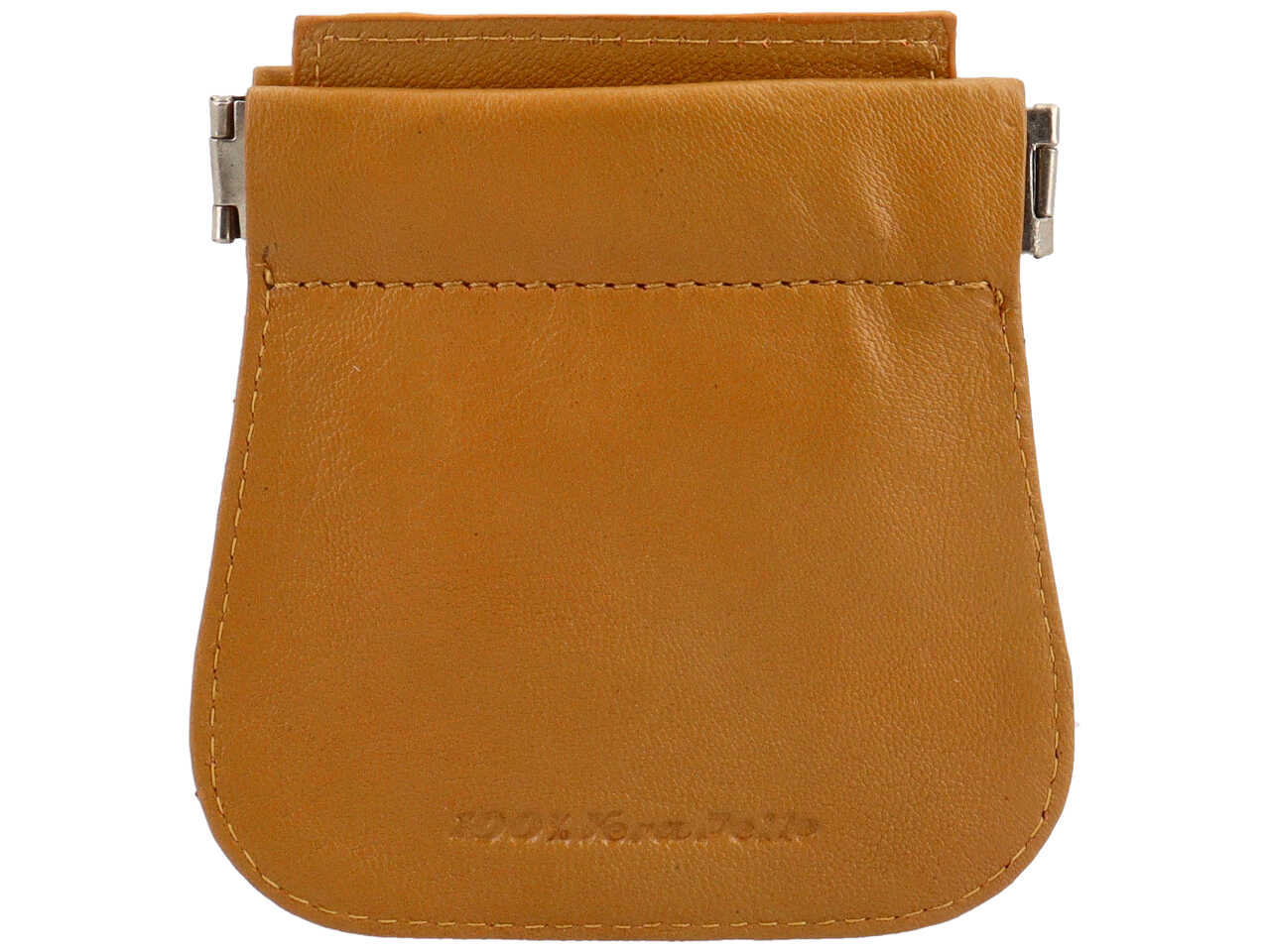 Portamonete Nazareno Gabrielli a molla in pelle giallo scuro 2 tasche 9,5x10x1 cm