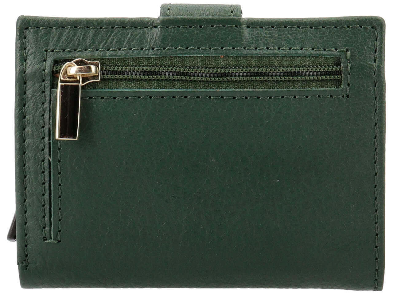 Portafoglio donna Coconuda vera pelle verde scuro con clip 7,5x10x2 cm