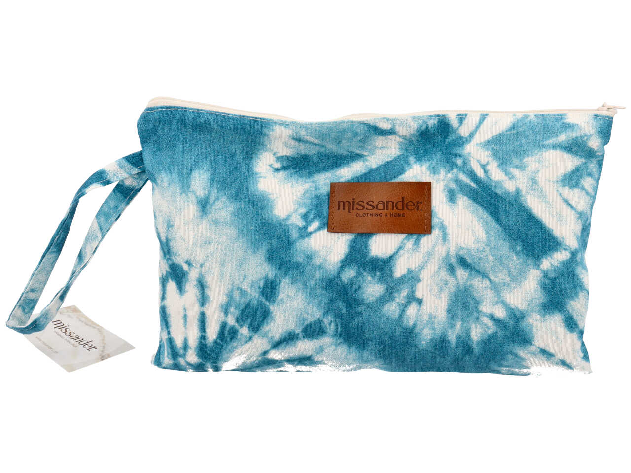 Pochette mano loneta tie-die colore turchese 29x20cm