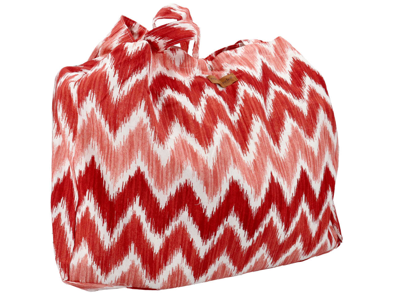 Borsa mare xxl loneta fantasia a zig zag colore azzurro
