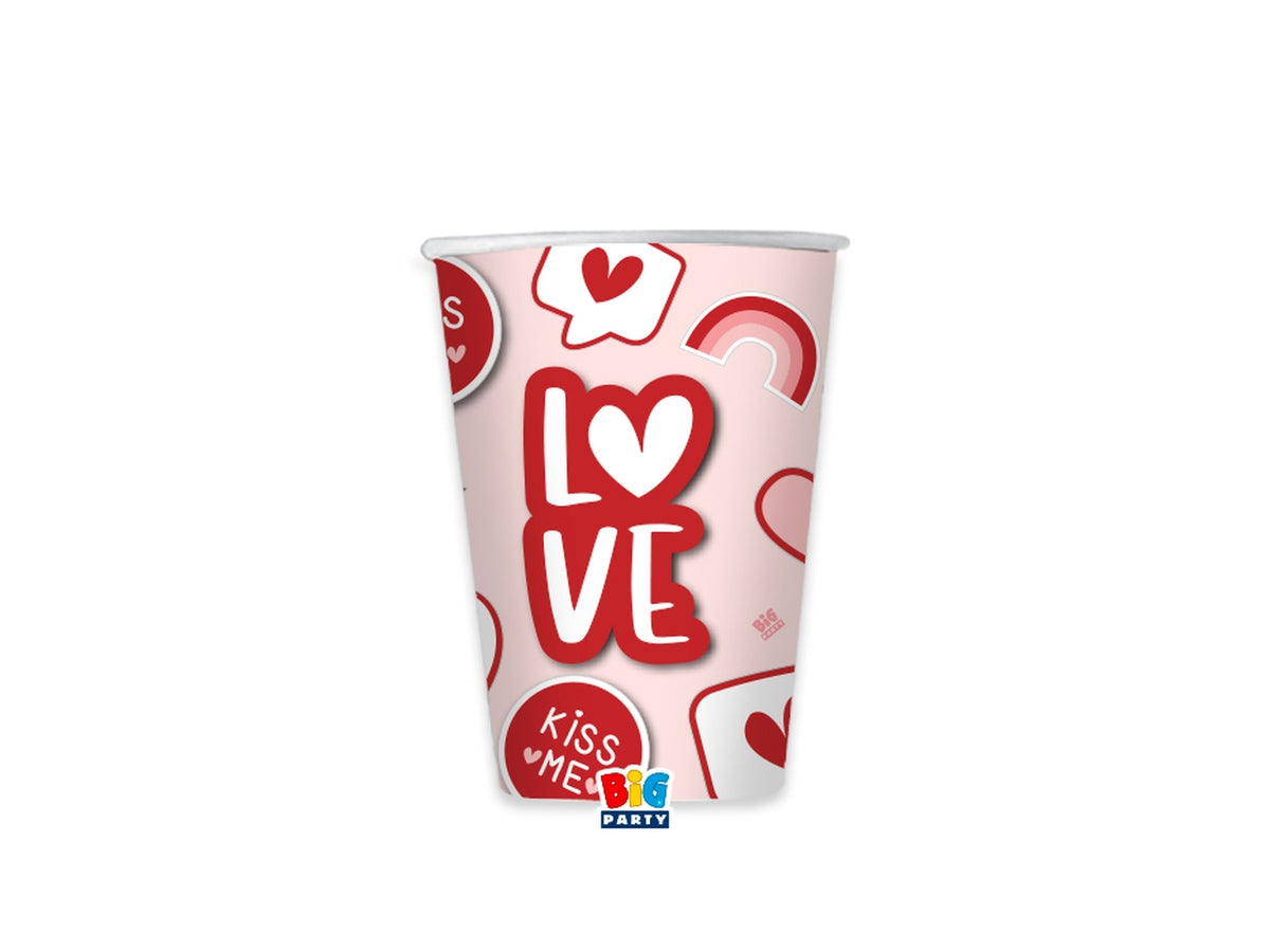 Bicchieri cc.250 love sticker la confezione comprende 6 bicchieri