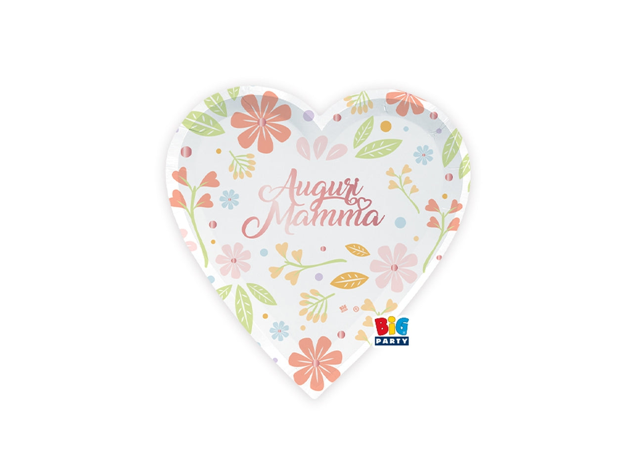 Piatti cuore cm.22 x 22 auguri mamma la confezione comprende 6 piatti - festa della mamma